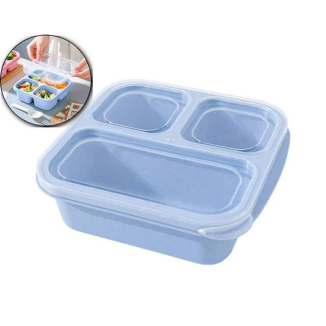 Dvruxg Bento Box, 3 Compartments Meal Prep Containers Reusable Lunch Containers, Food Storage Containers with Lids, Stackable Snack Boxes for Work and Travel