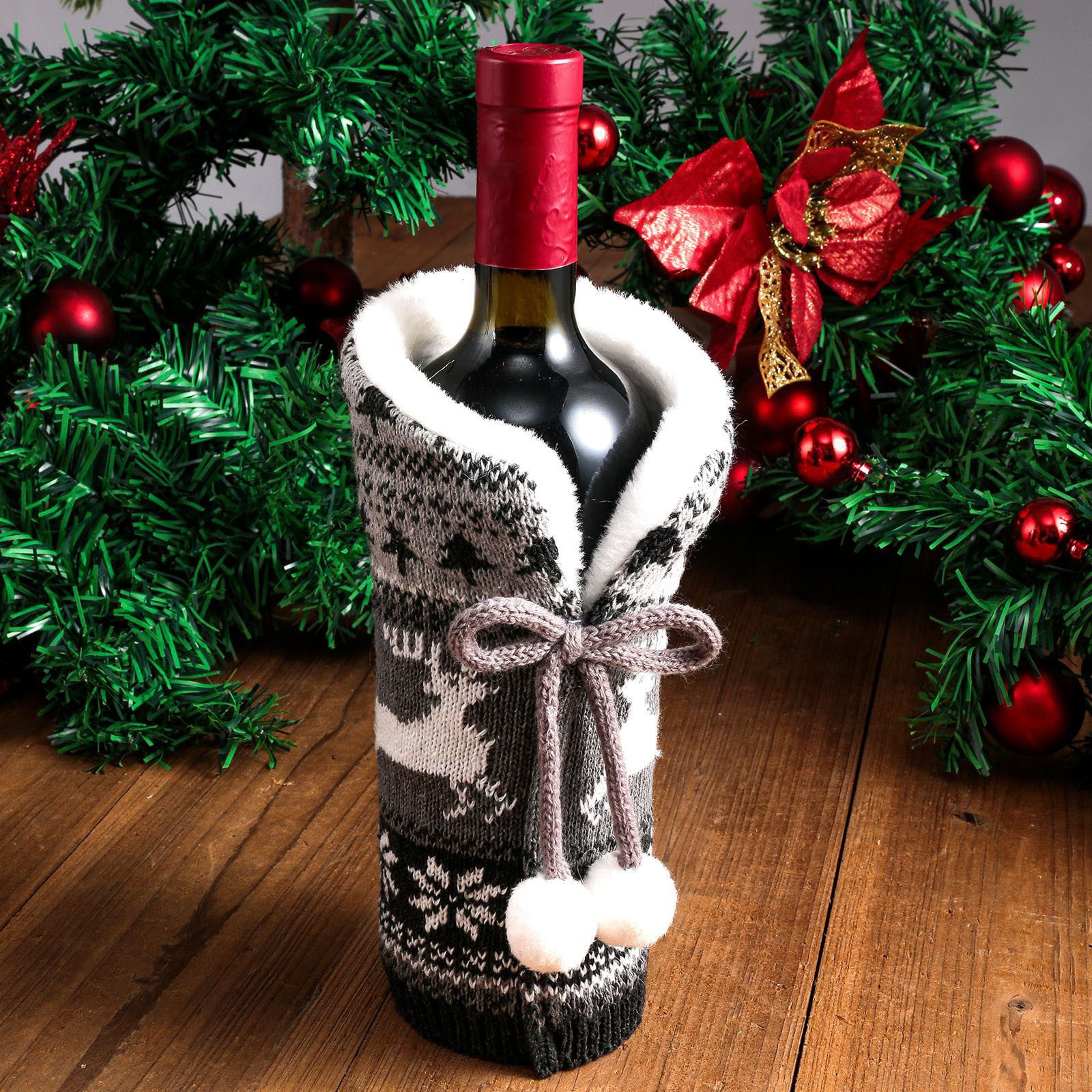 Red Wine Bottle Cover Bags Snowman Santa Claus Christmas Decoration Table Xmas 