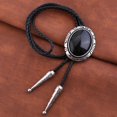 thumbnail image 4 of Bolo Tie Western Vintage Cuerda de cuero americano Hombres Negro Zulema Corbata Bolo para Hombre, 4 of 8
