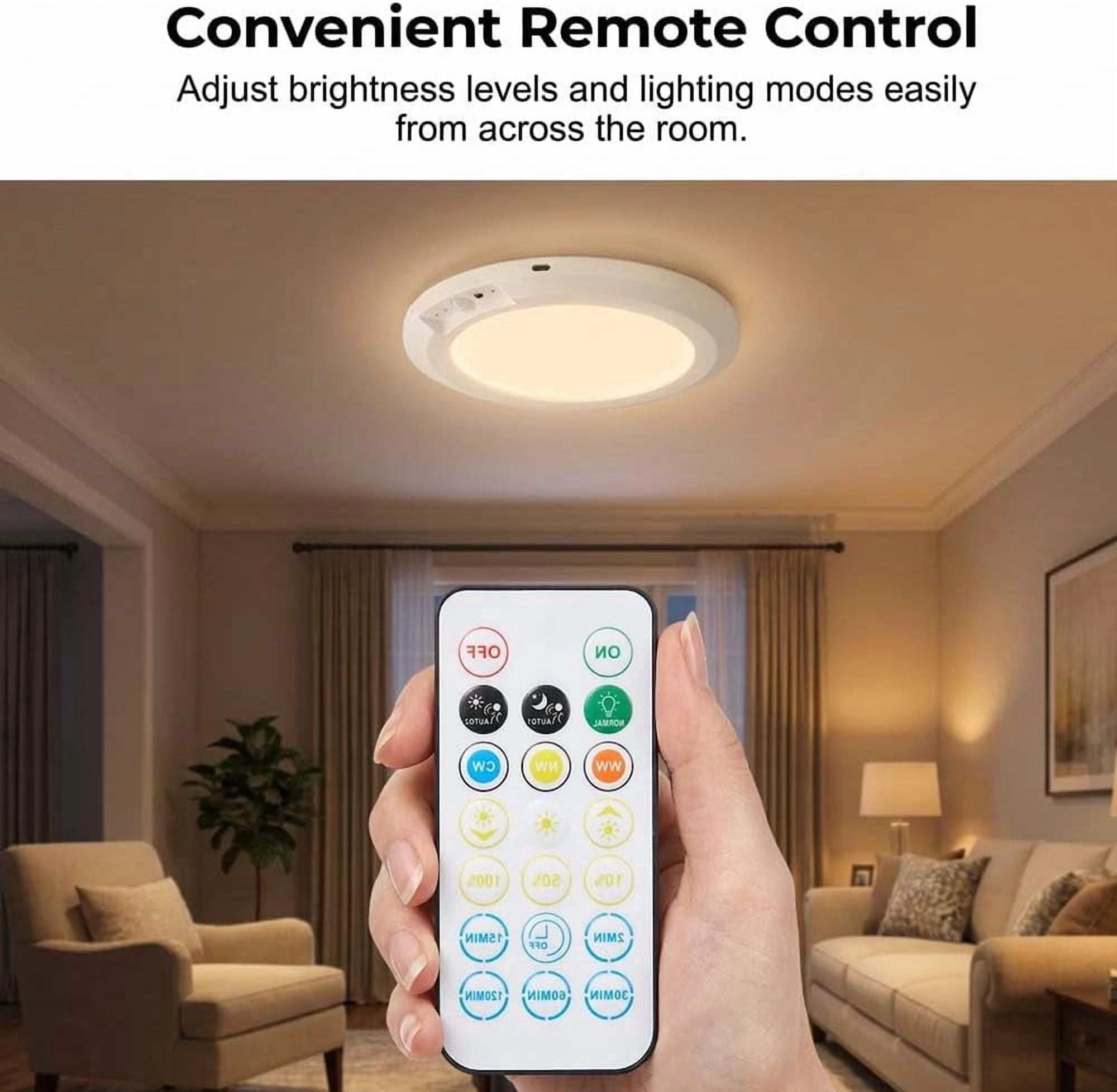 Rechargeable Motion Sensor Ceiling Light with Remote, 3 Color Temperatures Wireless Ceiling Light, Magnetic Battery Operated Ceiling Light for Closet Hallway Stairs Garage (1)