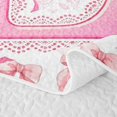 thumbnail image 5 of Catabedysis Pink Rose Initial L Bed Spread Queen,Girly Bowknot Abc Themed Queen Coverlet Set For Girls,3 Pieces, 5 of 7