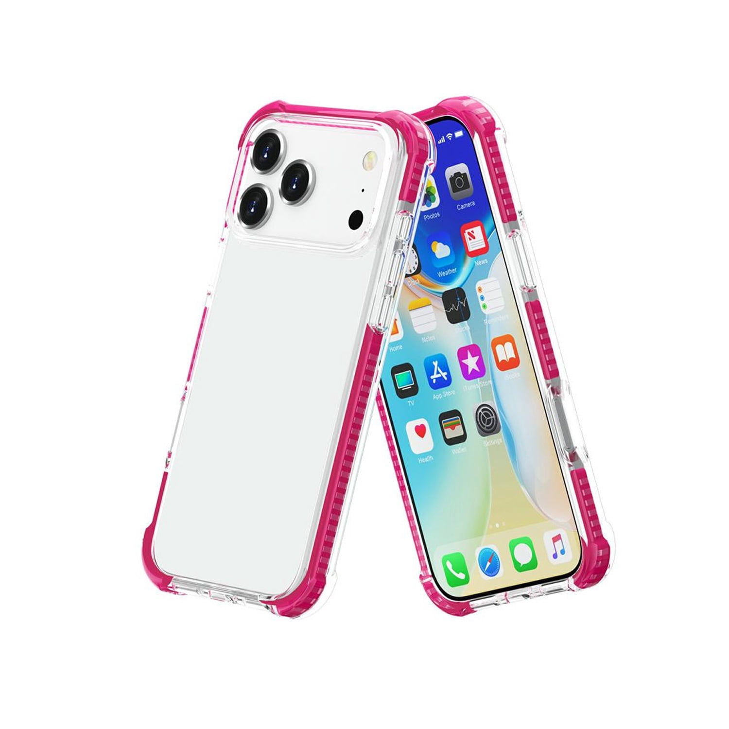 Shockproof TPU Mesh Sport Case for iPhone 17 Pro Max with Wireless Charging - Pink