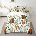 thumbnail image 2 of Manfei Wild Animal Bear Deer 7pcs Bedding Comforter Set,Kawaii Rabbit Fox Queen Bedding Sets,Green Tropical Monstera Palm Queen Sheet Sets For Girls Boys,Breathable Home Decor Reversible, 2 of 8