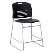 Pemberly Row Contemporary 25" Counter Drafting Chair in Black and Silver