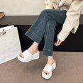 thumbnail image 5 of Slippers for Women,Fashion Solid Color Platform Slippers Temperament Comfortable Breathable Shoes,Womens Slippers,White,6.5, 5 of 7