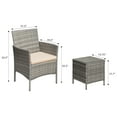 thumbnail image 4 of Devoko 3 Pieces Patio Furniture Set Outdoor Conversation Set Wicker Bistro Chairs Set of 2 with Coffee Table for Porch Backyard Balcony,, Gray/Beige, 4 of 6