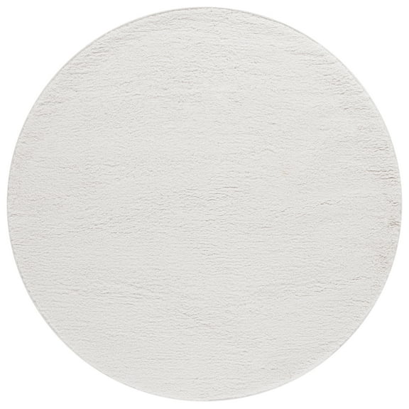 SAFAVIEH Rumi Blaire Solid Polyester Shag Area Rug, Ivory, 6'7" x 6'7" Round