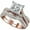 Rose, variant on 14K Rose Gold-Plated Bridal Set 2 CT Princess Cut White Diamond Engagement Ring with Curved Wedding Band 925 Sterling Silver Anniversary Gift For Women