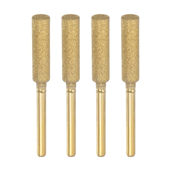 4 Packs Diamond Chainsaw Sharpener Bits 7/32" 5.5mm Cylinder Head, Titanium Plated Electric Chain Saw Grinder