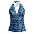 thumbnail image 2 of Halter Tankini Tops for Women Swimwear Top Only V Neck Bathing Suit Tops Summer Party Bikini Tummy Control Swimsuits Tops Blue XS, 2 of 2