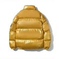 thumbnail image 3 of JUUYY Men's Plus Size Hooded Winter Coat Warm Puffer Jacket Metallic Shiny Thicken Cotton Solid Color Down Coat Gold XL, 3 of 8