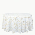BalsaCircle 120" White Gold Metallic Geometric Design Polyester Round ...