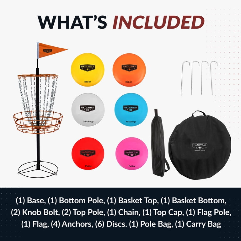 Hathaway 6-Player Disc Golf Set with Basket photo 6