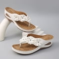 thumbnail image 5 of Womens Plus Size Wedge Sandals Floral Thong Flip Flops Slip-On Casual Spring Summer Shoes, White, 5 of 10