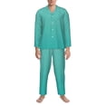 thumbnail image 3 of Lsque Turquoise Glitter Pattern Long Sleeve Pajama Set for Men - Soft 2-Piece Sleepwear and Loungewear Set with Pockets, Comfy Nightwear-Small, 3 of 7