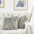 thumbnail image 4 of Home Soft Things Mongolian Faux-fur Pillow Covers Luxury Fluffy Throw Pillow Case Decorative Fuzzy Cushion Cover, No Pillow Insert, Set of 2 - Grey - 20" x 20", 4 of 6