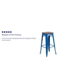 thumbnail image 4 of Flash Furniture Lily 30" High Backless Blue Metal Barstool with Square Wood Seat, 4 of 13