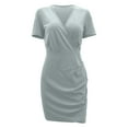 thumbnail image 4 of Robes pour Femmes Été 2024, Robe Décontractée à Manches Courtes, Col en V, Imprimée, Robe Ample, 50 % de Réduction!, 4 of 5