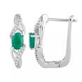 thumbnail image 2 of 10k White Gold Emerald & 1/10 Carat T.W. Diamond Latch Back Earrings, 2 of 2