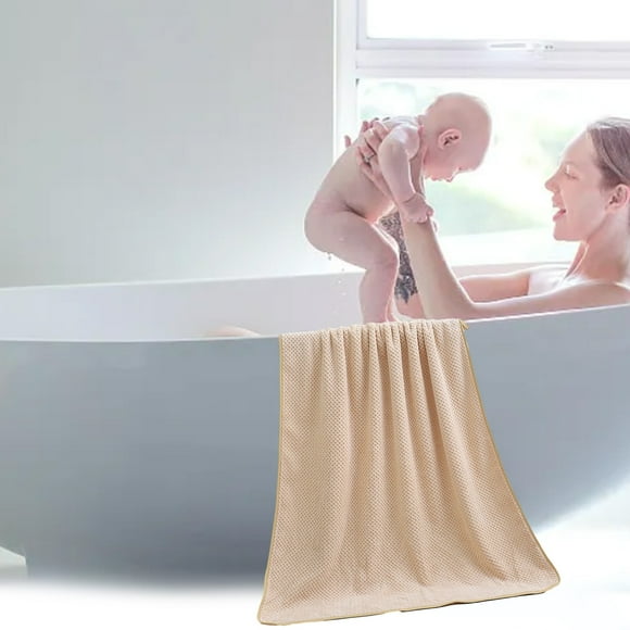 Toalla de baño absorbente de piña y terciopelo, poliéster beige grande de 35x67 pulgadas, secado rápido para natación en la playa salón de spa en casa, suave y grueso sin pelusa, 1 paquete