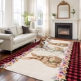 thumbnail image 3 of Easter Bunny Eggs 5'x8' Area Rug for Living Room, Spring Flowers Rabbits Retro Red Black Plaid Washable Non-Slip Rugs for Bedroom Nursery Dining Room, Low-Pile Kitchen Carpet Large Entryway Rugs, 3 of 9