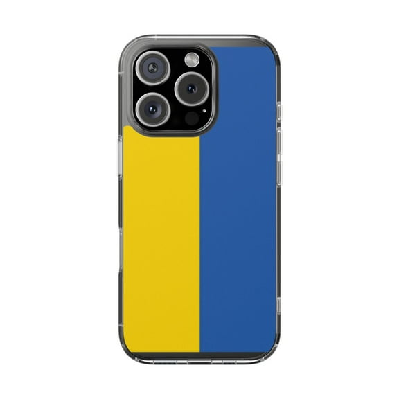 Clear Hybrid Shockproof Case for Apple iPhone 16 PRO - Ukraine Flag Yellow and Blue Design