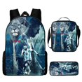 thumbnail image 3 of Soccer Star Messi Backpack Three-piece Teenager Schoolbag Student Cartoon Backpack, 3 of 4