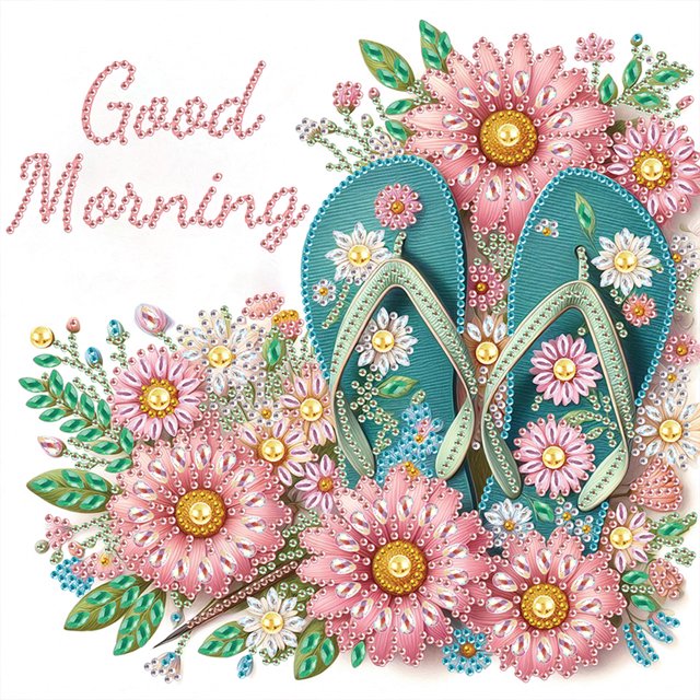 5D DIY Taladro Parcial Con Forma Especial Chanclas Flores 30x30 Cm