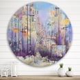 thumbnail image 2 of Designart 'Abstract Cityscape With Pastel ' Modern Circle Metal Wall Art 29x29 - Disc of 29, 2 of 5