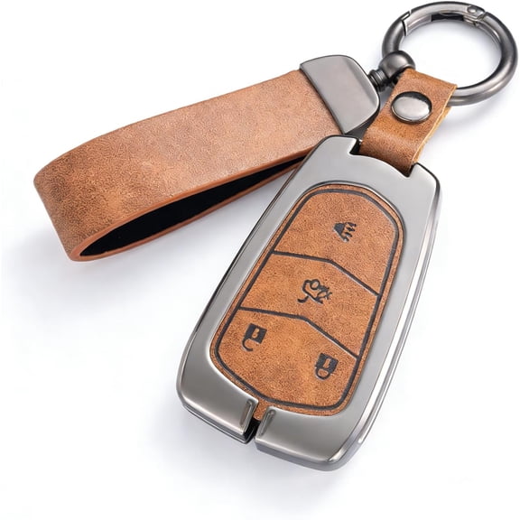 Leather & Zinc Alloy for Cadillac Key Fob Cover for Escalade CTS SRX XT5 ATS STS CT6 (2014–2019), Luxury Car Key Case Protector, Full Coverage Scratch Resistant Key Holder