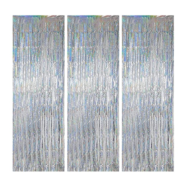 FloreceBien - Paquete de 3 cortinas con flecos para decoración de fiestas, bodas, graduaciones, cumpleaños, Navidad, eventos, fiestas, suministros de 1 x 2 m