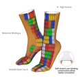 thumbnail image 4 of Cauagu Colorful Building Blocks A Pattern Fun Novelty Crew Socks,Casual Athletic Socks Neutral Socks Cozy Crew Socks Christmas Gift, 4 of 7