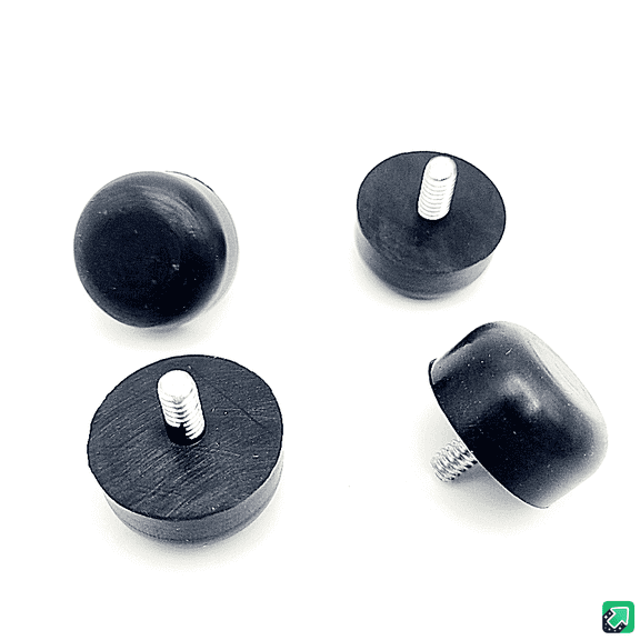 1" Round Threaded Stud Bumper Feet 10-24 Screw Equipment Foot Leveler Galvanized Steel 4 Pack