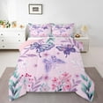 thumbnail image 3 of Homewish Cartoon Dreamy Buutefly Full Size Comforter Sets, Pink Purple Blossoms Floral Bedding Comforter Set, Teens Kids Girls Reversible Bedding Sets, Breathable Home Decor, 3pcs, 3 of 8