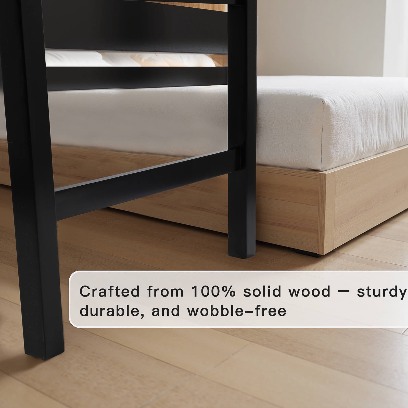 Bedside Dog Bed with Stairs and Mattress, Elevated Wooden Pet Bed Frame with 3-Step Foldable Storage Staircase & Plush Mattress, for Medium Dogs and Large Dogs, Large Size