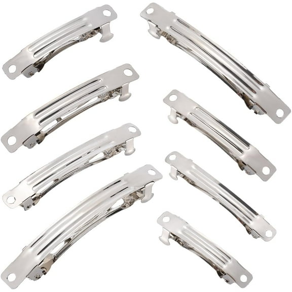 80Pcs 4 Style Silver Hair Clip Barrette Blank Hair Clips Bulk Iron Small Snap Hairpin Barrettes Plain Rectangle Thick French Hair Clip Findings