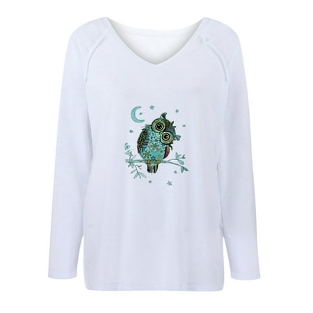 

Woman Casual Print V-Neck Long Sleeve T-shirts Blouse Loose Tops