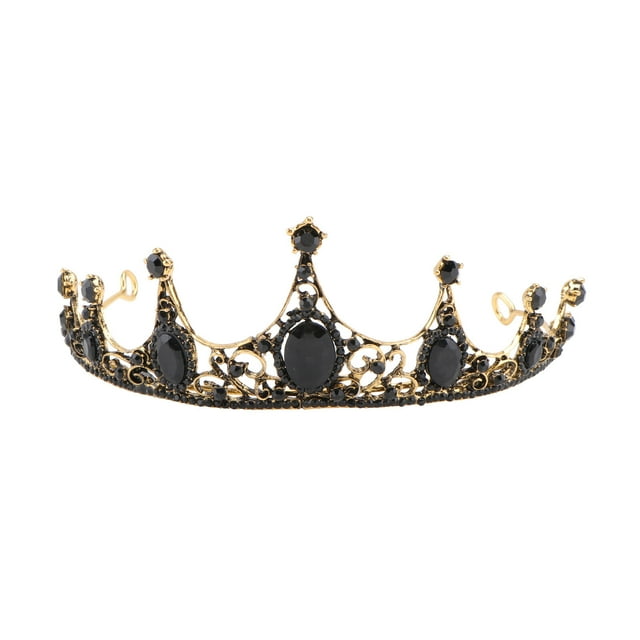SHISUYAN Black Baroque Crown Crystal Headdress Rhinestone Head Decor Alloy Tiara Headwear Wedding Photo Props for Bride Woman