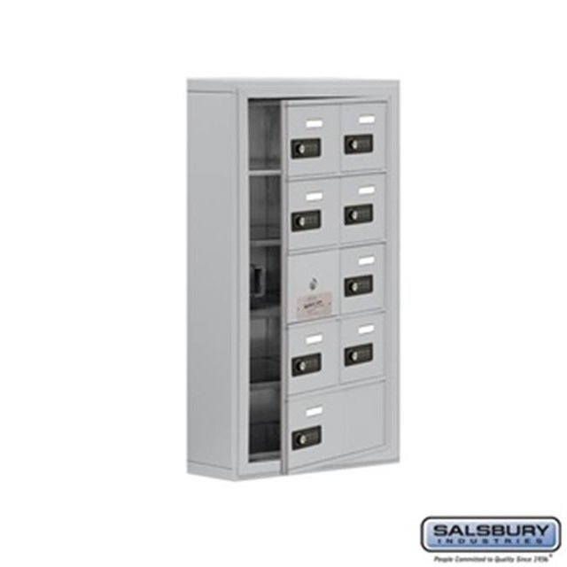 SalsburyIndustries 19155-09ASC Cell Phone Storage Locker With Front Access Panel - 5 Door High Unit, Aluminum