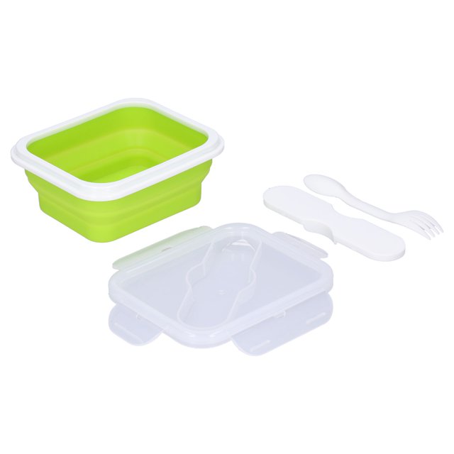 Lunch Box,, Thermal Lunch Box, 600 ML Leakproof Portable Silicone For School For Office For Students For Staff Fruit Green 600ML