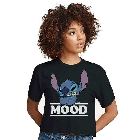 Lilo & Stitch - Stitch Mood - Juniors Cropped Cotton Blend T-Shirt