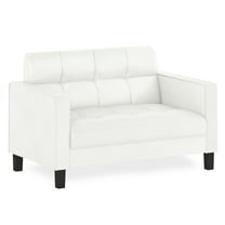 Furinno Brive Contemporary Tufted Loveseat, Plain White Leather