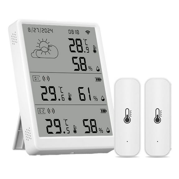 Smart Digital Thermo-Hygrometer Indoor Temperature Humidity Monitor With WiFi Remote Control App Large Display Multiple Sensors Support Real Time Data Monitoring
