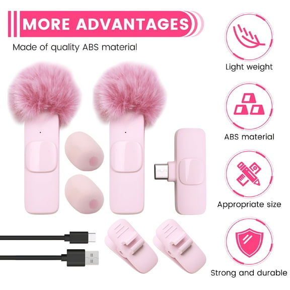 ACDANC Wireless Lavalier Microphone Portable Audio Video Recording Mini for PC Camera Live Gaming Phone