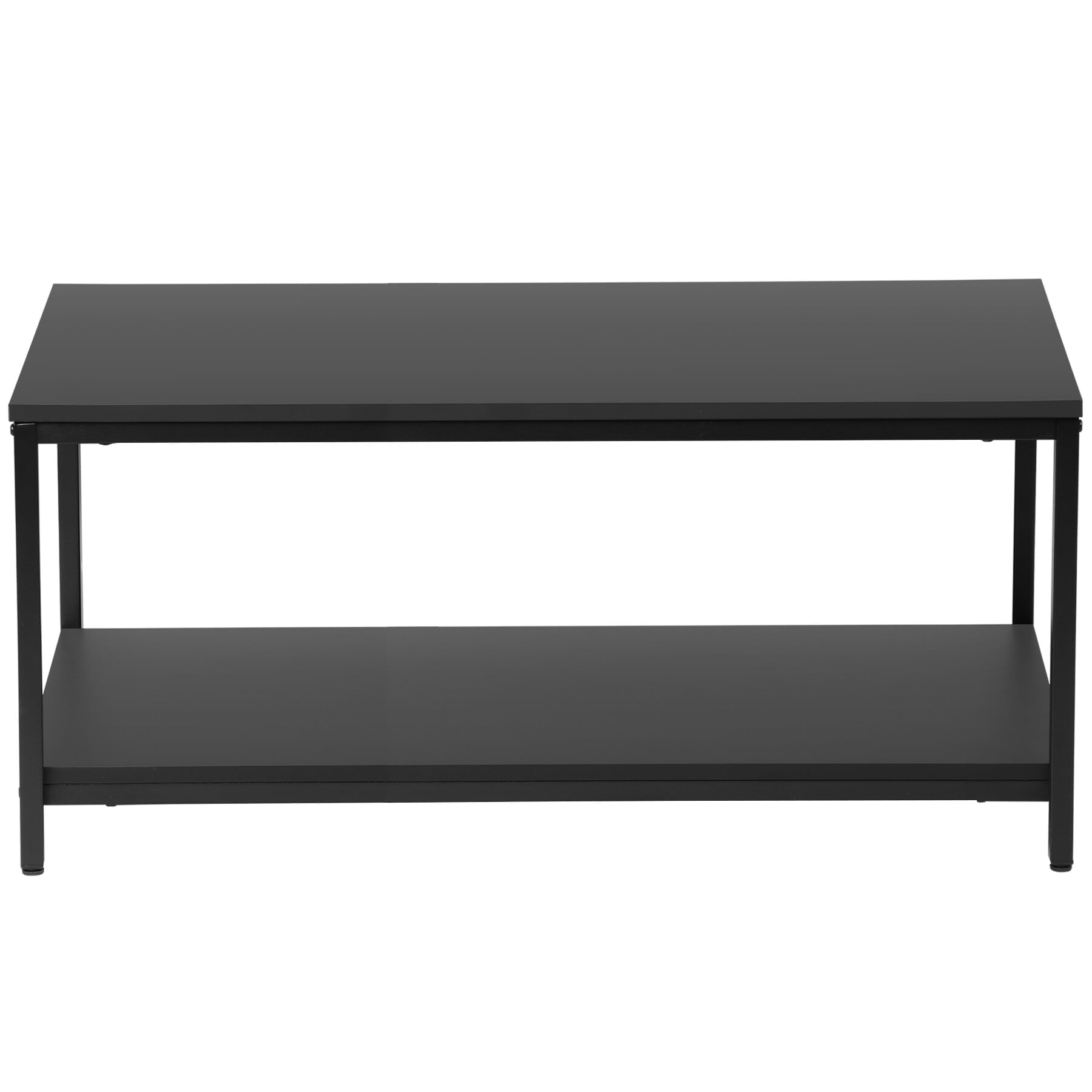 HomGarden 39.4" Modern Rectangle 2-Tier Coffee Table Wood Cocktail Table Home Office