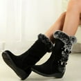 thumbnail image 3 of Oyedens Fuzzy Mid Calf Snow Boots for Women Winter Thermal Lined Wedge Furry Boots Girls, 3 of 8