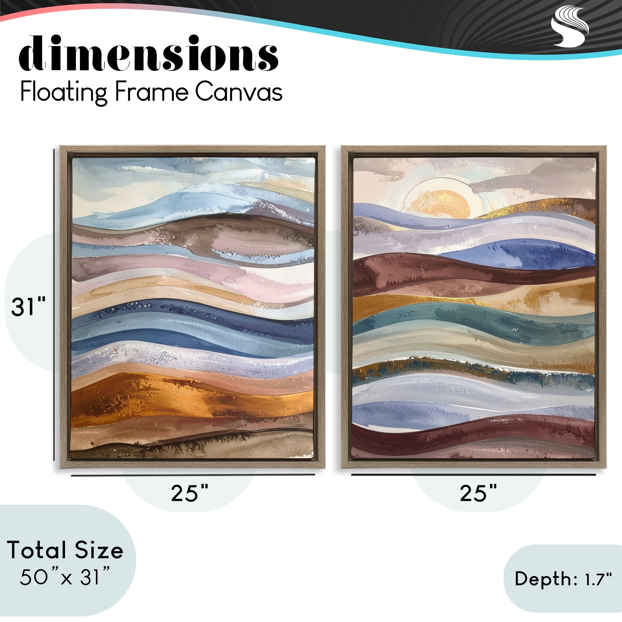 Stupell Industries Earthy Ocean Flow 2 Piece Brown Framed Floater Canvas Set, design by Alonza Saunders