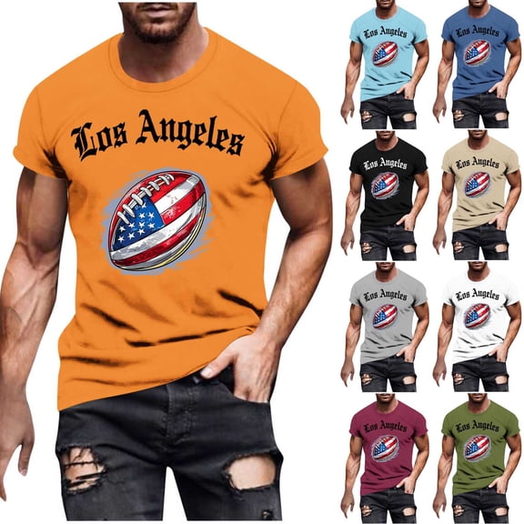 UVEASISHA Football T Shirts for Men Game Day Short Sleeve Crewneck Graphic Tees Big and Tall Casual Slim Fit Workout Shirt Fashion Streetwear Tshirts White M