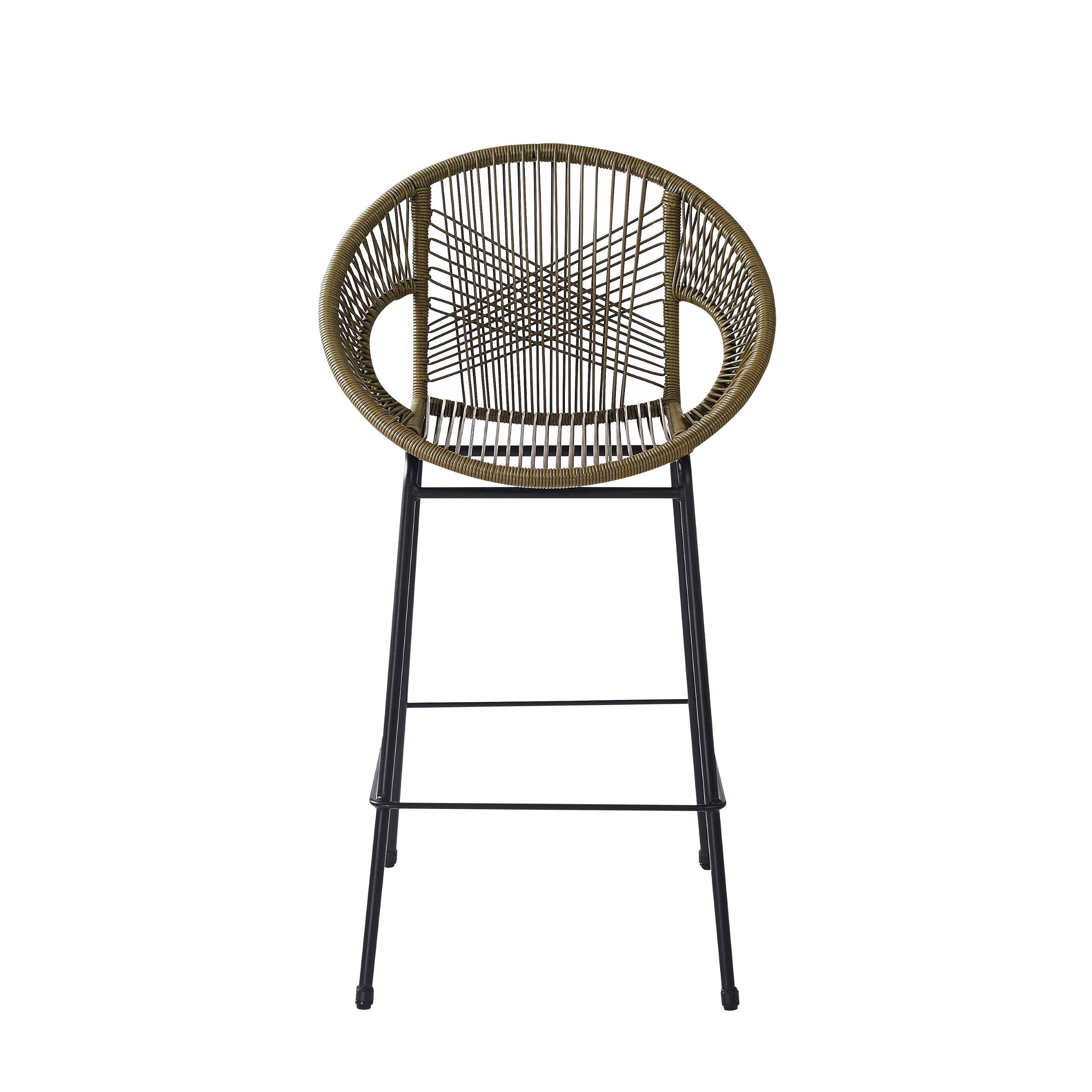 Outdoor Faux Wicker Barstools Set of 2 for Patio Bar Deck, Green
