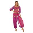 thumbnail image 2 of Eandarui Women's Belly Dance Outfit Performance Bollywood Indian Dancing Costume Crop Hot Pink One Size, 2 of 6